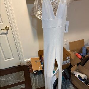 Blue Blush White Flare Jumpsuit